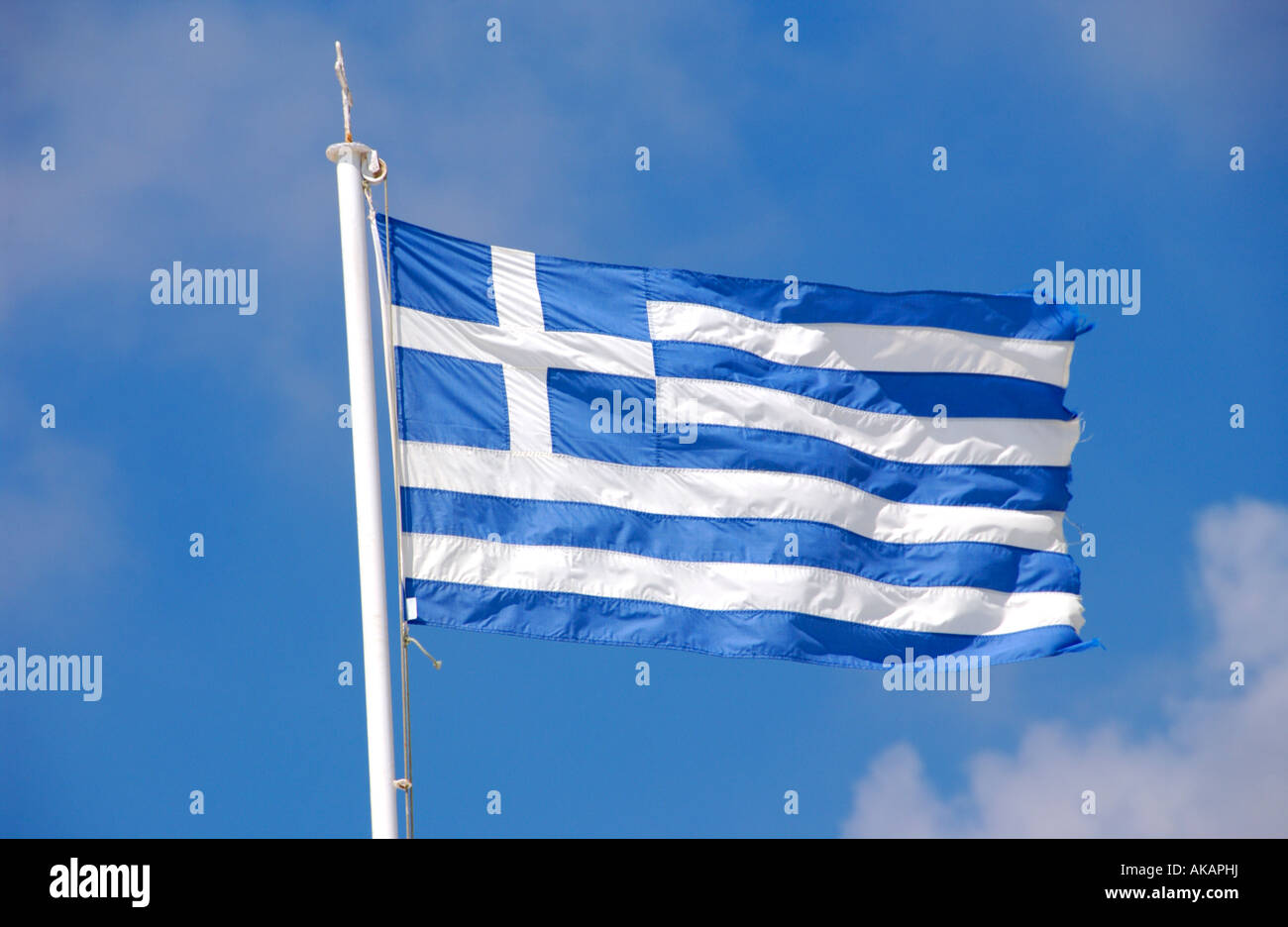 Greek flag on the Mediterranean island of Cyprus EU Stock Photo - Alamy