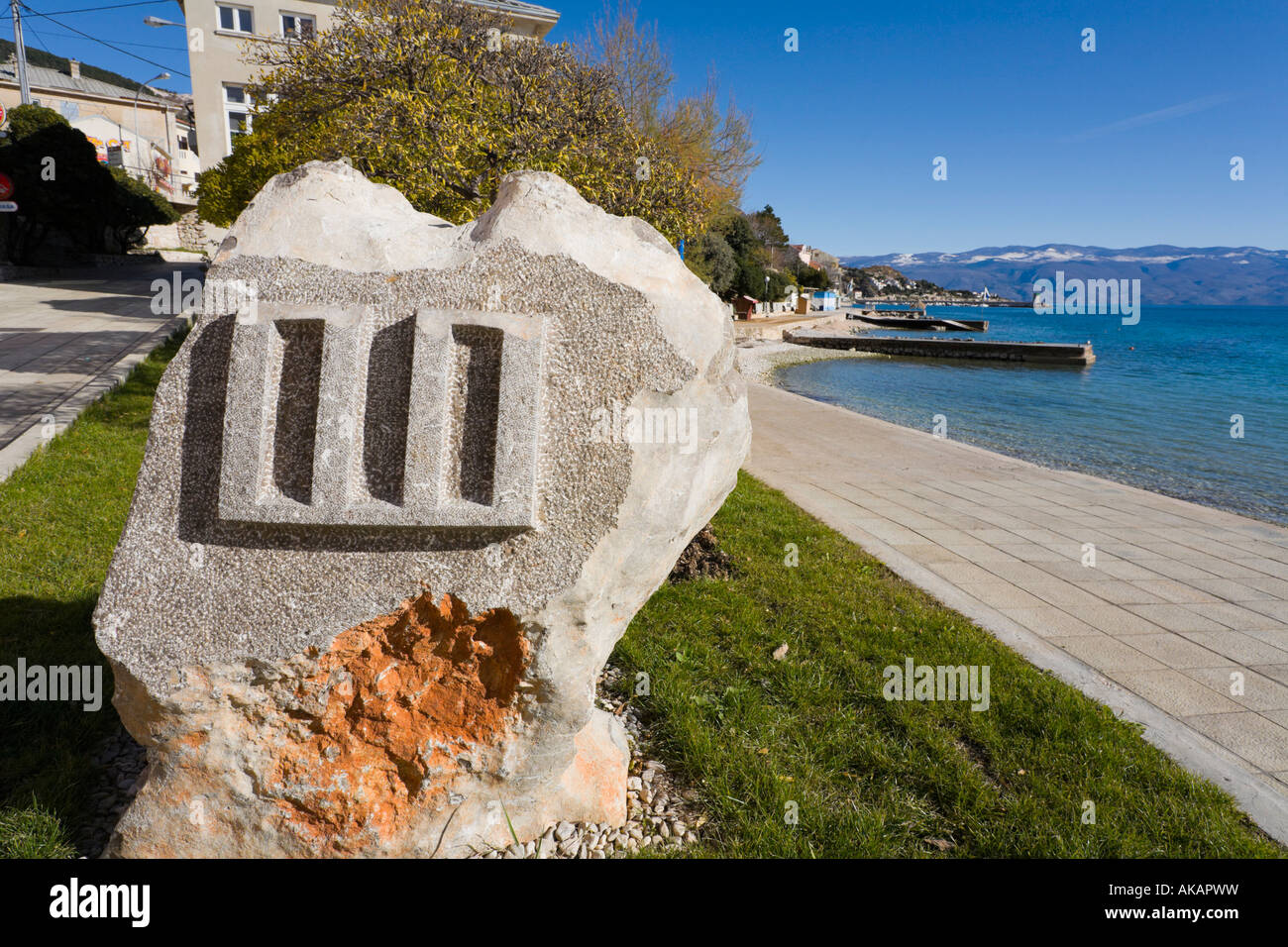Glagolitic letter in Baska on Krk island, Croatia Stock Photo