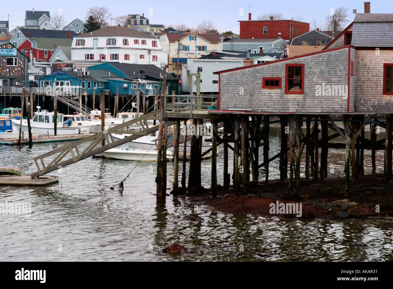Harbor scene near the Fishing Pier, Boothbay Harbor ME Stock Photo Alamy