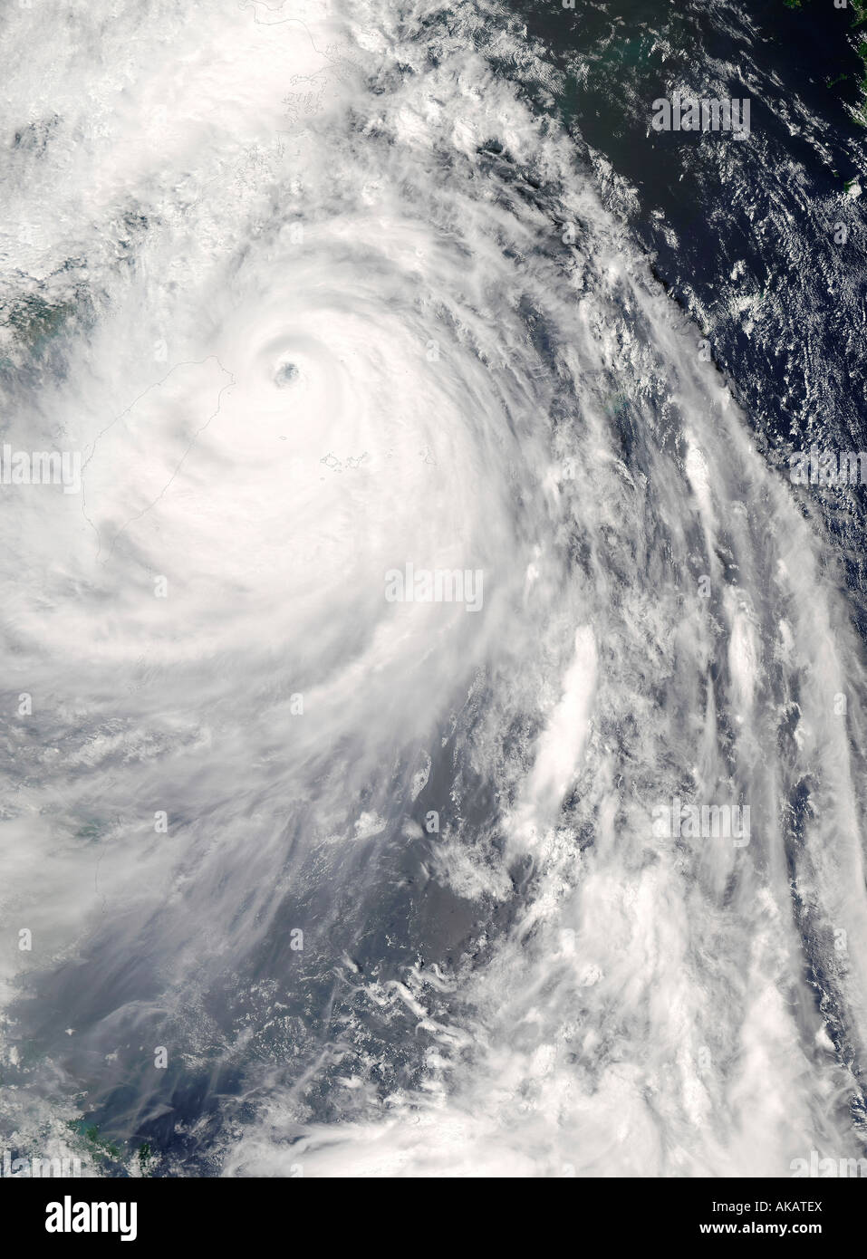 Super Typhoon Wipha approaching China and Taiwan at 04 :40 UTC. September 18, 2007. Stock Photo