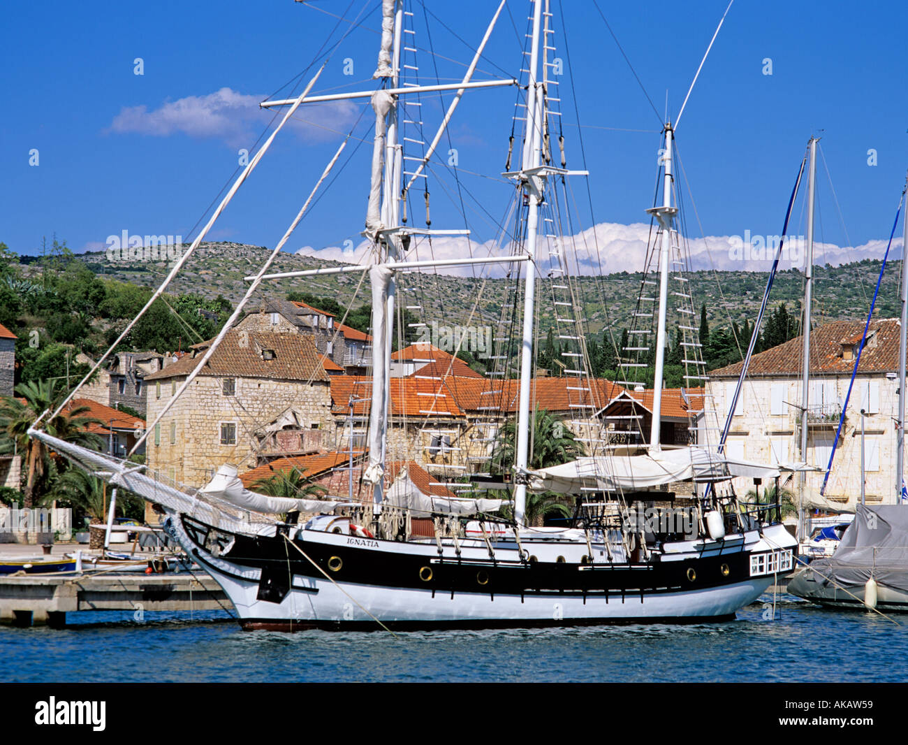 Old ship in harbour Croatia Europe Adriatic Stock Photo
