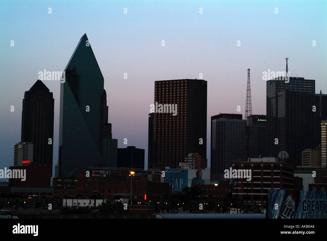 Downtown of Dallas at dusk with skyscrapers Stock Photo - Alamy