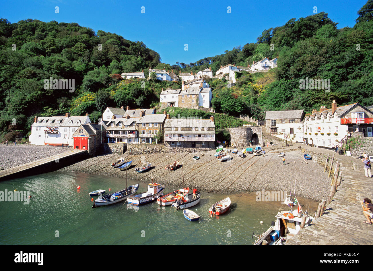 England, Devon, Clovelly, Town View and Beach Stock Photo Alamy