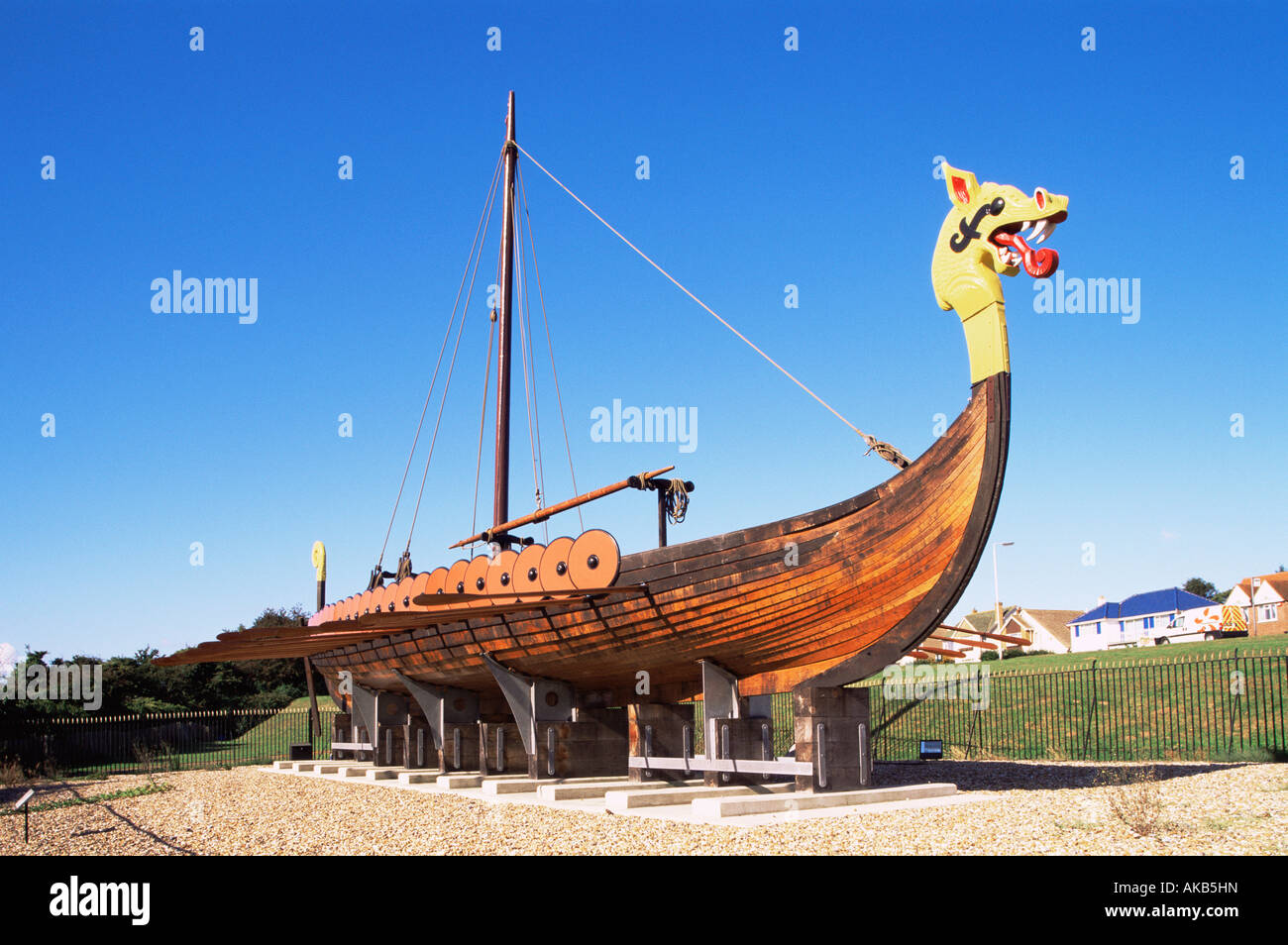 England, Kent, Ramsgate, Viking Ship Hugin at Pegwell Bay Stock Photo