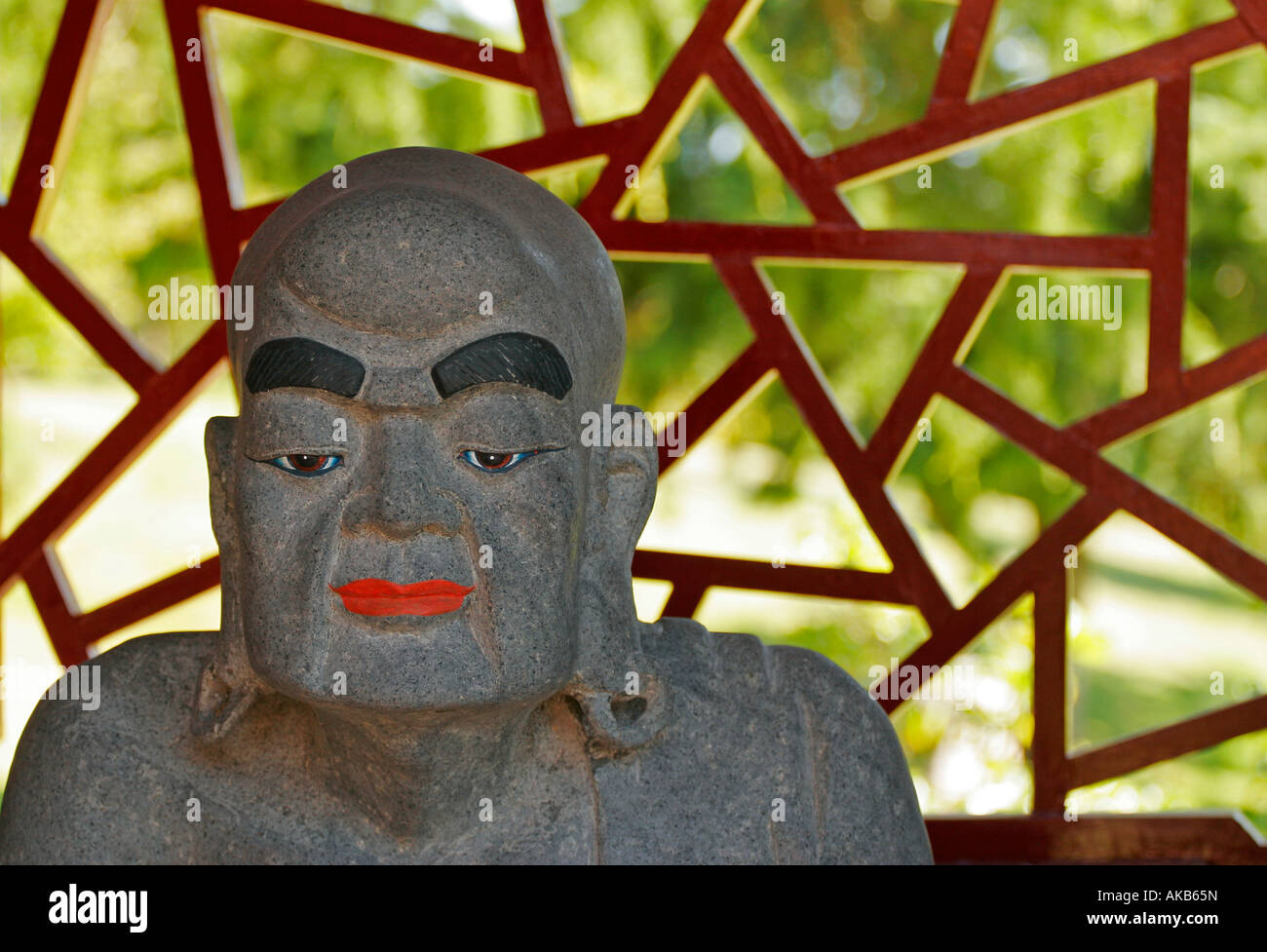 Statue of Nakula Meditating Lohan, International Buddhist Temple, Richmond, Canada Stock Photo