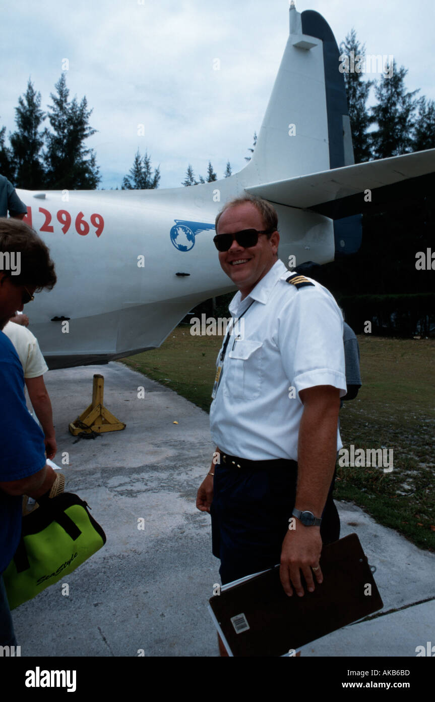 The pilot of this Bahamas bound seaplane seems happier than most Stock Photo