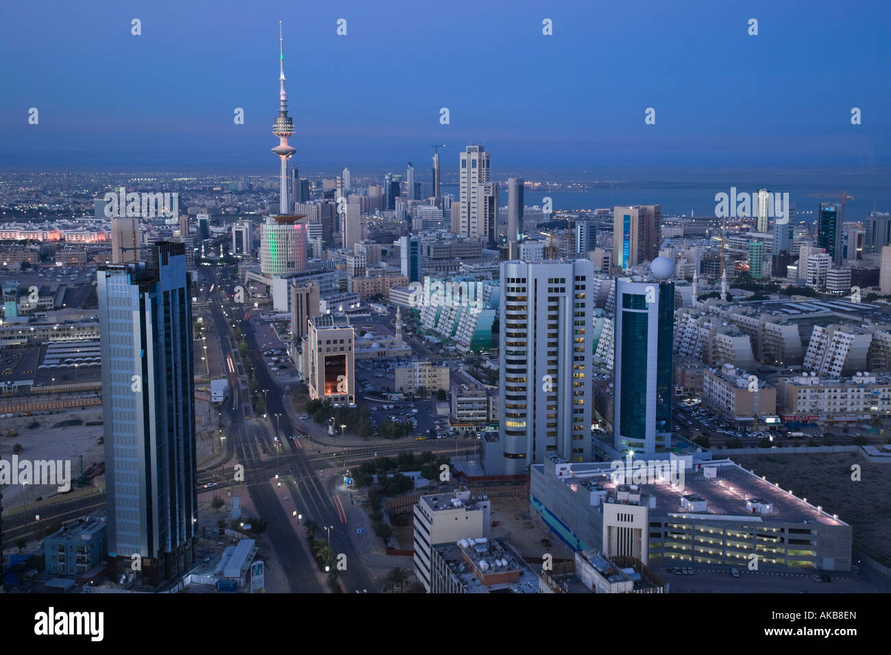 Kuwait, Kuwait City, Aerial over Hilalli Street towards Liberation