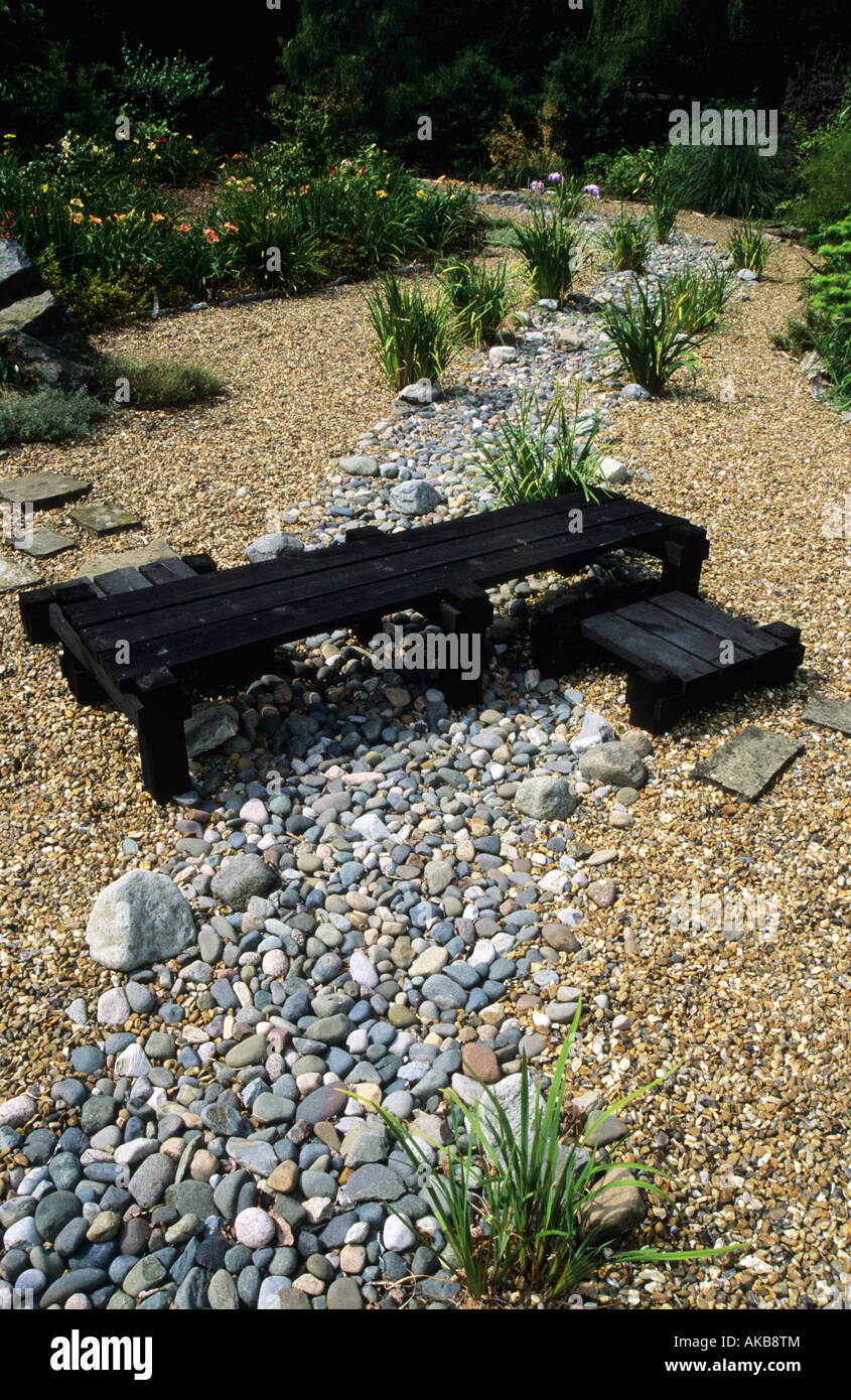 Beverstone Surrey dry river bed feature made from stones and pebbles