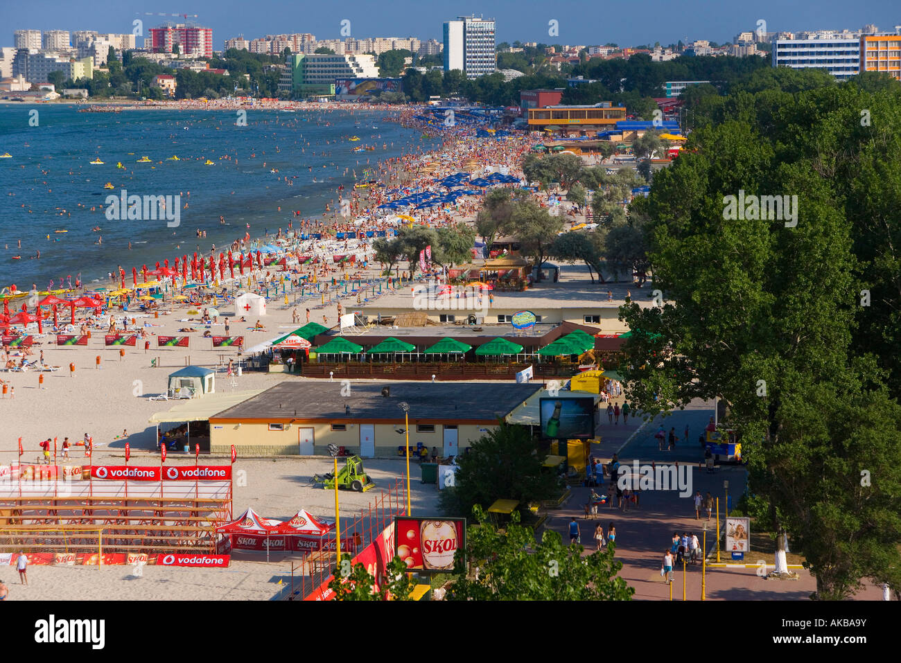 Romania, Black Sea Coast, Mamaia, Mamaia Beach and resort Stock Photo