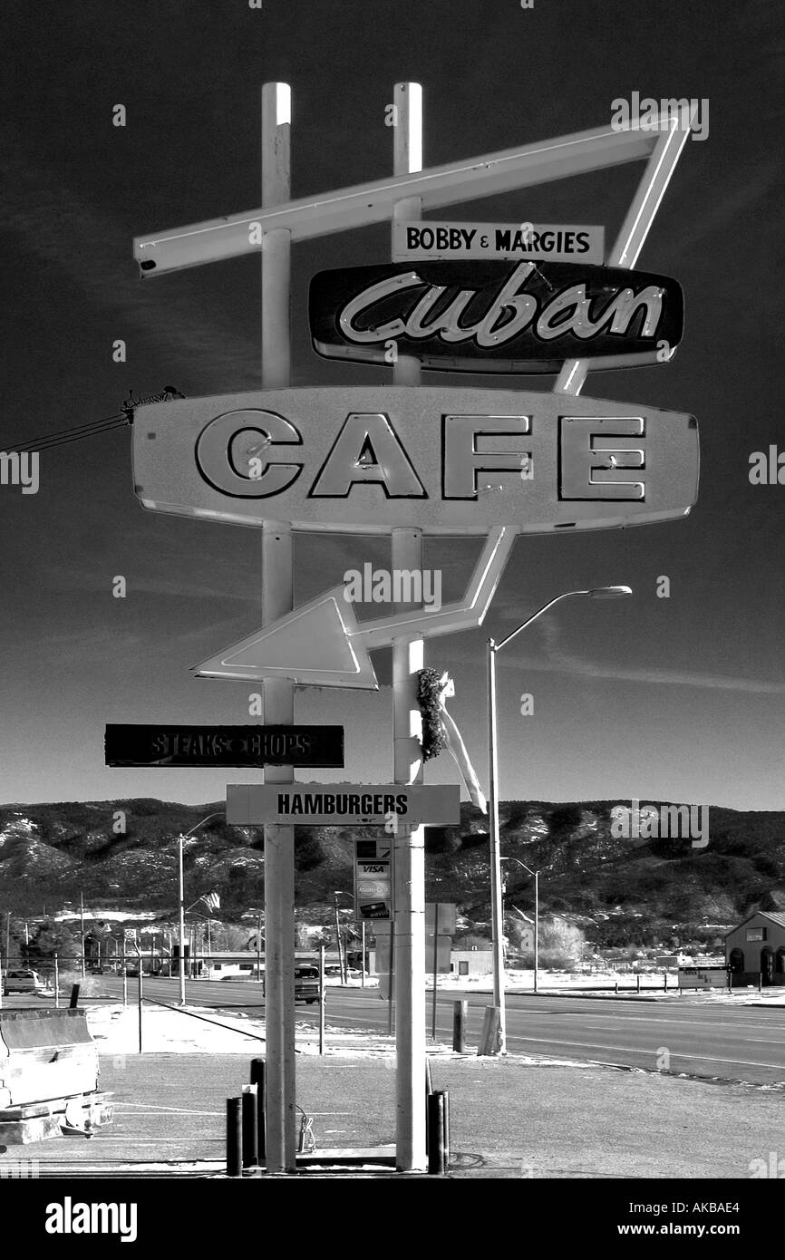 neon Diner Sign Cuba New Mexico USA Stock Photo