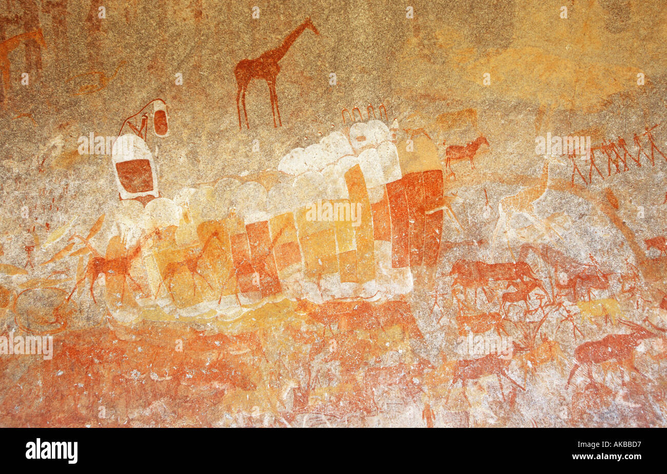 Cave paintings in Inanke Cave Zimbabwe Stock Photo