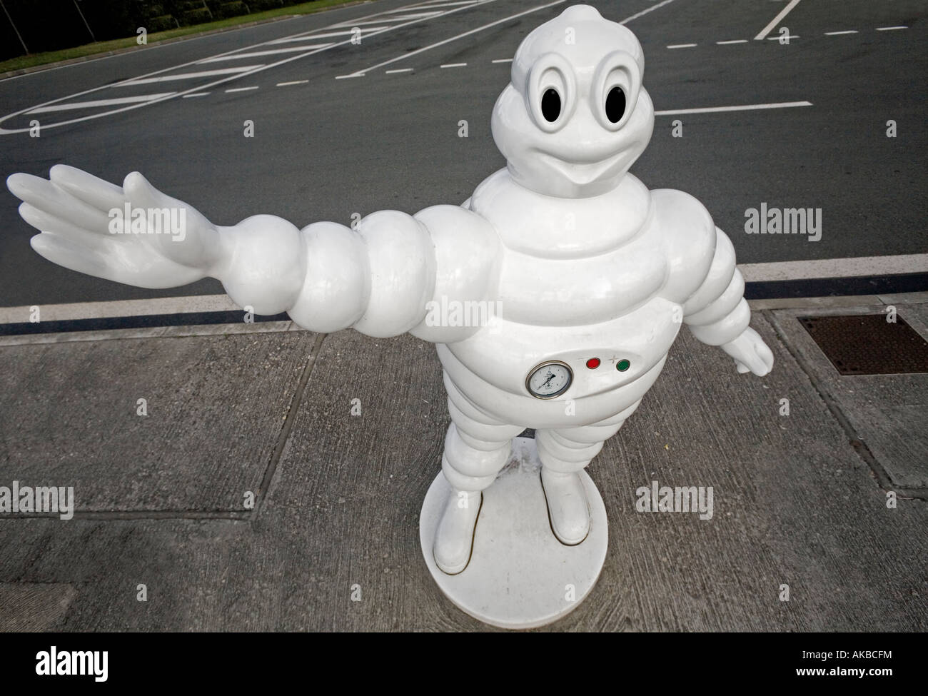 A resin Michelin Man of a rest area on motorway (France). Sculpture en résine du Bibendum sur une aire autoroutière (France). Stock Photo