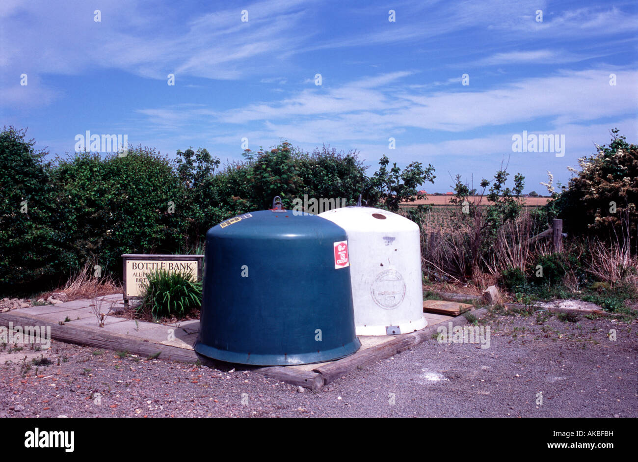 Bottle banks in the Norfolk countryside Stock Photo Alamy