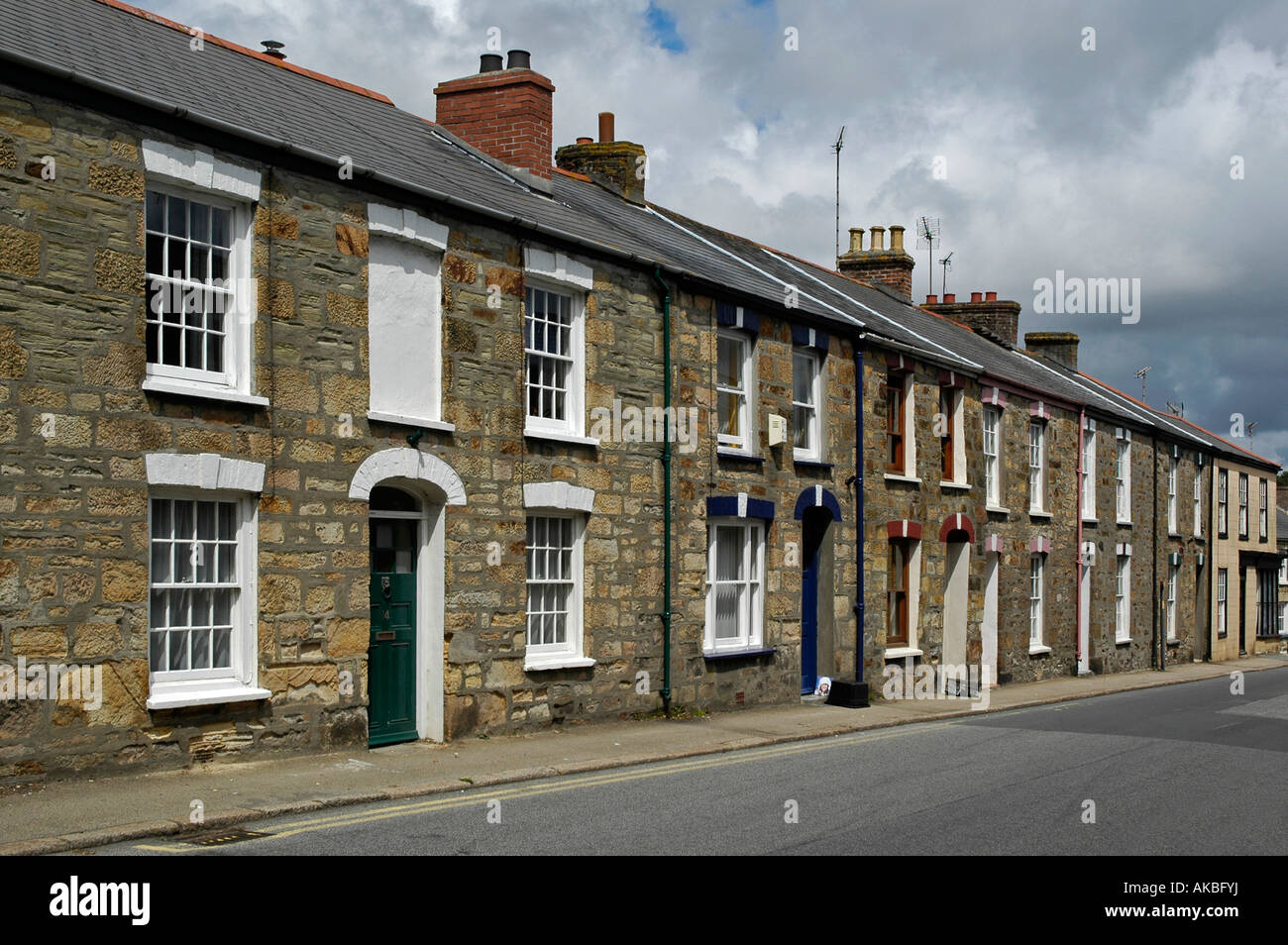 old tin miners cottages at chacewater near truro in cornwall, uk Stock Photo