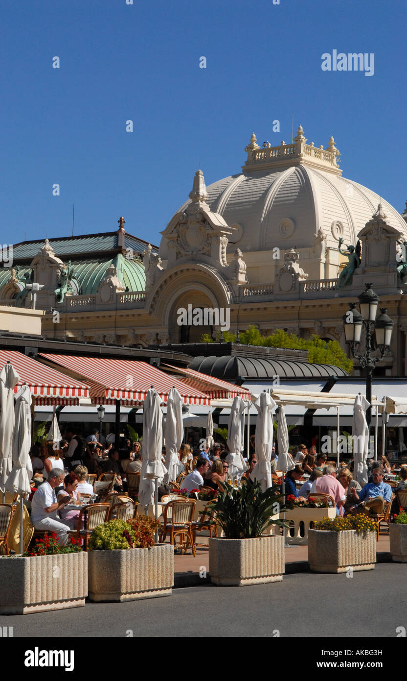 Cafe de Paris next to the Casino of Monte Carlo Monaco Stock Photo