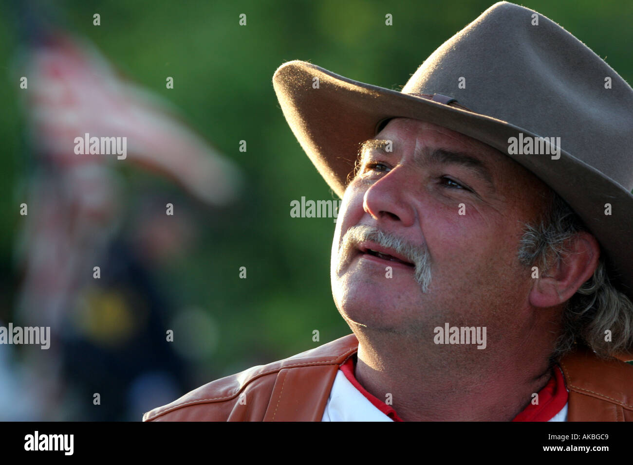 Cowboy at a reenactment of Buffalo Bill Wild West Show in Wisconsin Stock Photo