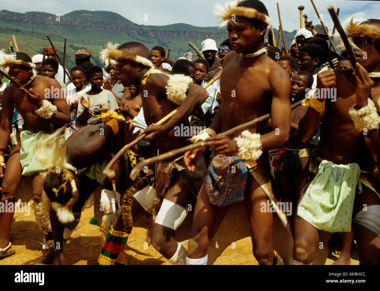 Locals performing the traditional Zulu dance Stock Photo
