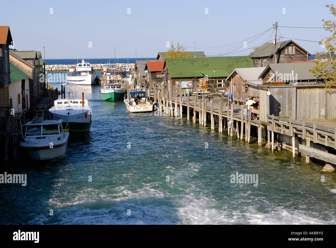 Leland Michigan Historic District also known as Fishtown Stock Photo 