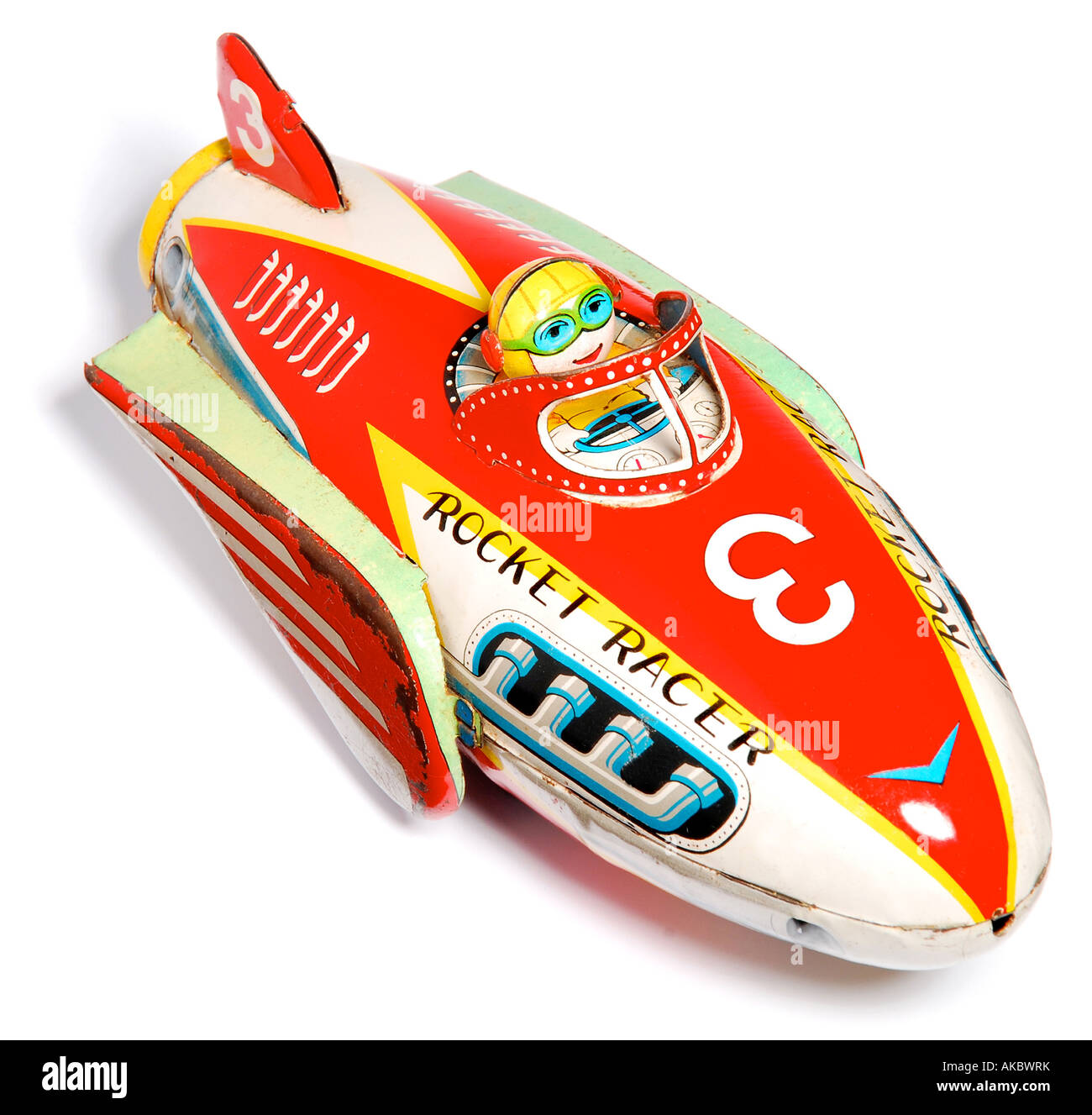 Colourful Retro toy rocket / spaceship. Picture by Patrick Steel patricksteel Stock Photo
