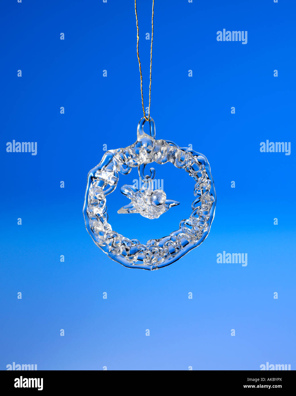 crystal wreath Christmas ornament hanging on hook Stock Photo