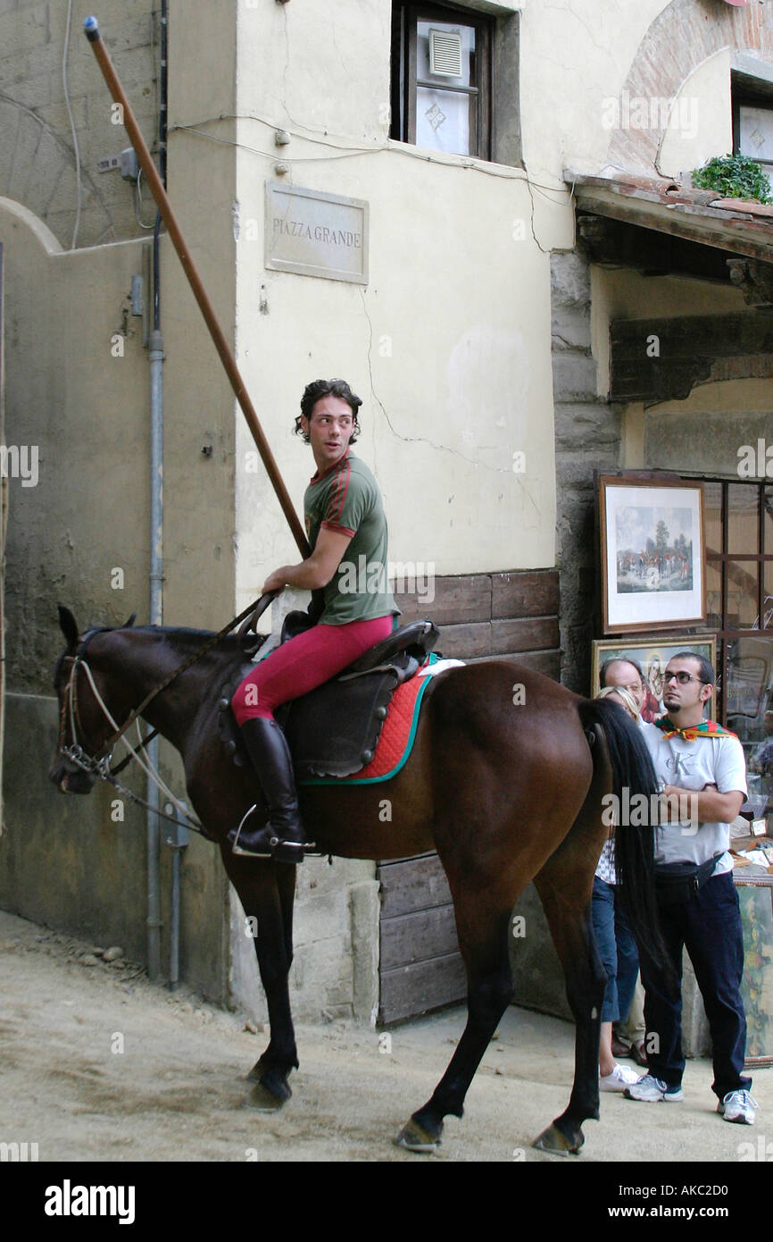 Competitor takes a look down the course to the jousting target in ...