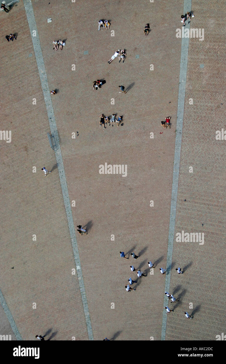 Il Campo Siena from the tower of the Palazzo Pubblico Tuscany Italy Stock Photo