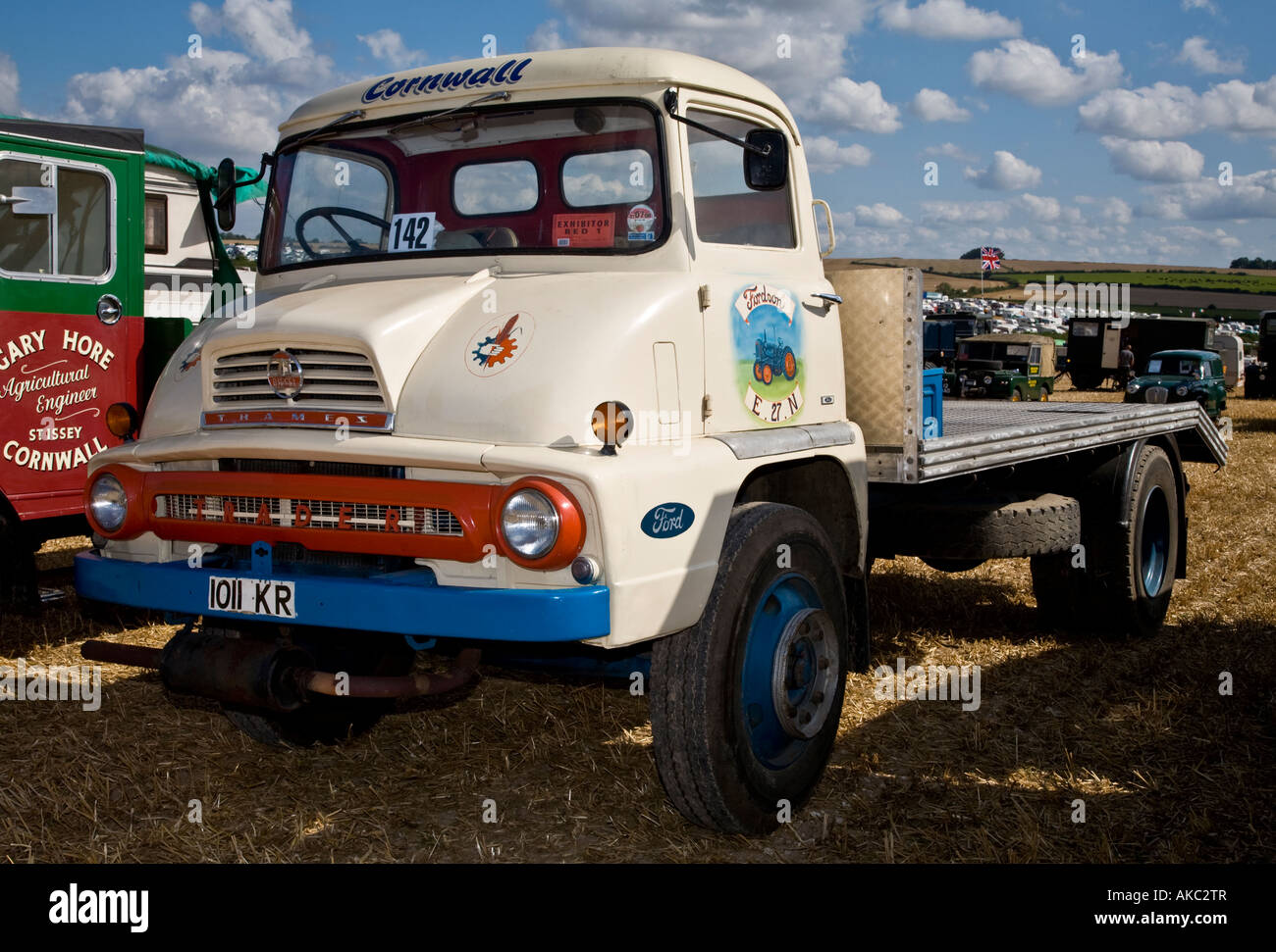 1963 Ford Thames Trader flatbed, Reg No. 1011 KR. At the Great Dorset Steam Fair, England, UK. Stock Photo