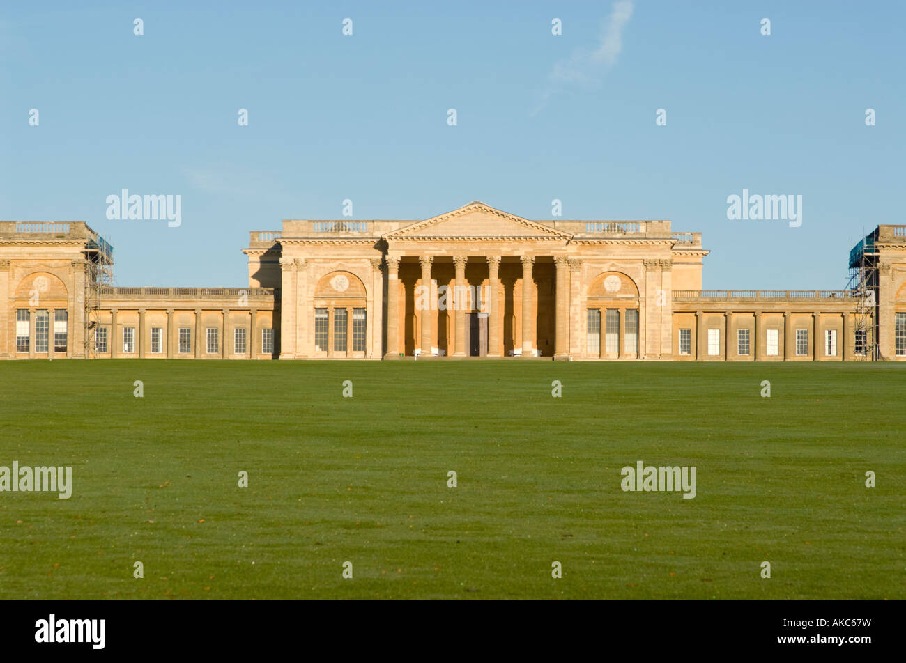 The south facade at Stowe House, Buckinghamshire, England, seen from