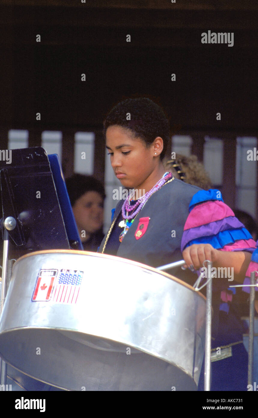 Steel drum corps member age 14 at The Minnesota State Fair. St Paul