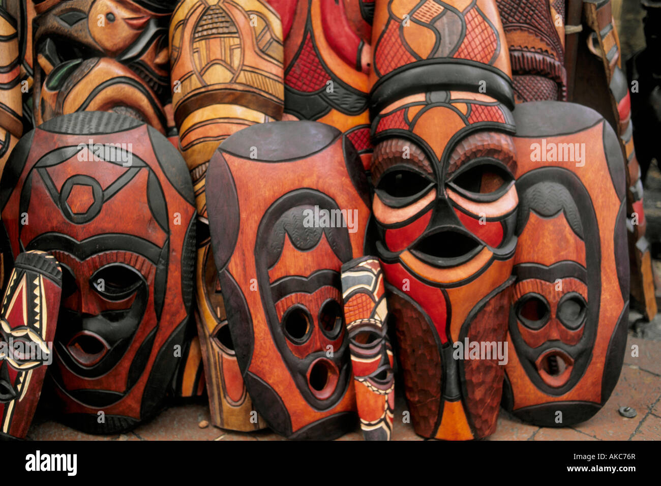 South Africa Western Cape Cape Town traditional masks handicraft Stock