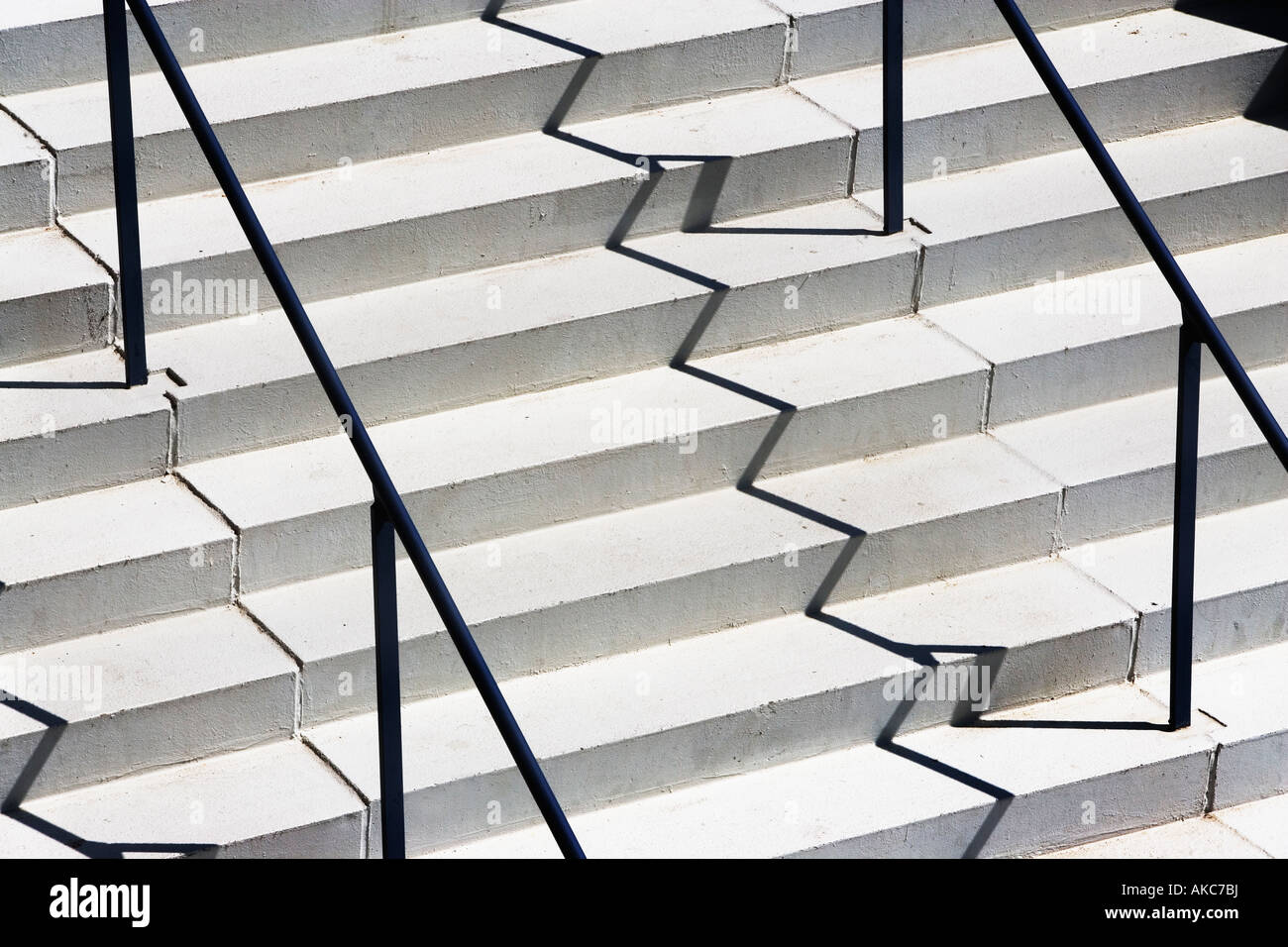 STAIRS, STAIRCASE, EMPTY, FEW, RAILING, STAIRWAY, UP AND DOWN , URBAN SCENES Stock Photo