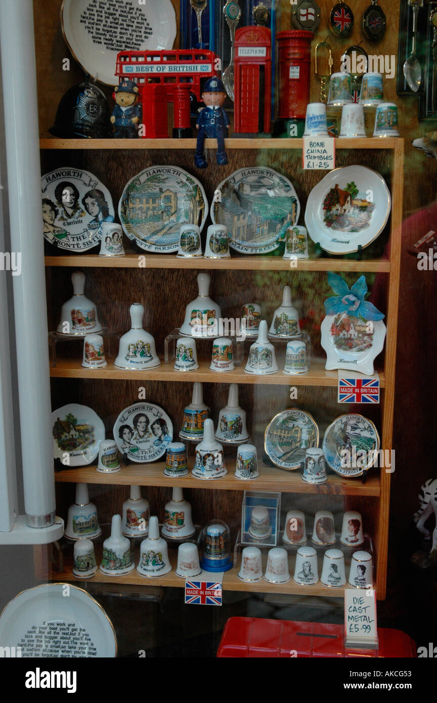 Bronte tourist souvenirs plates and thimbles Stock Photo