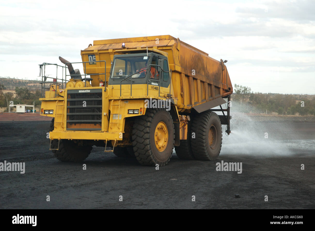 Water tanker spraying dust suppression coal mine central Queensland ...