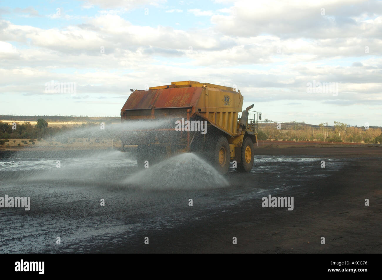 Water tanker spraying dust suppression coal mine central Queensland dsc ...