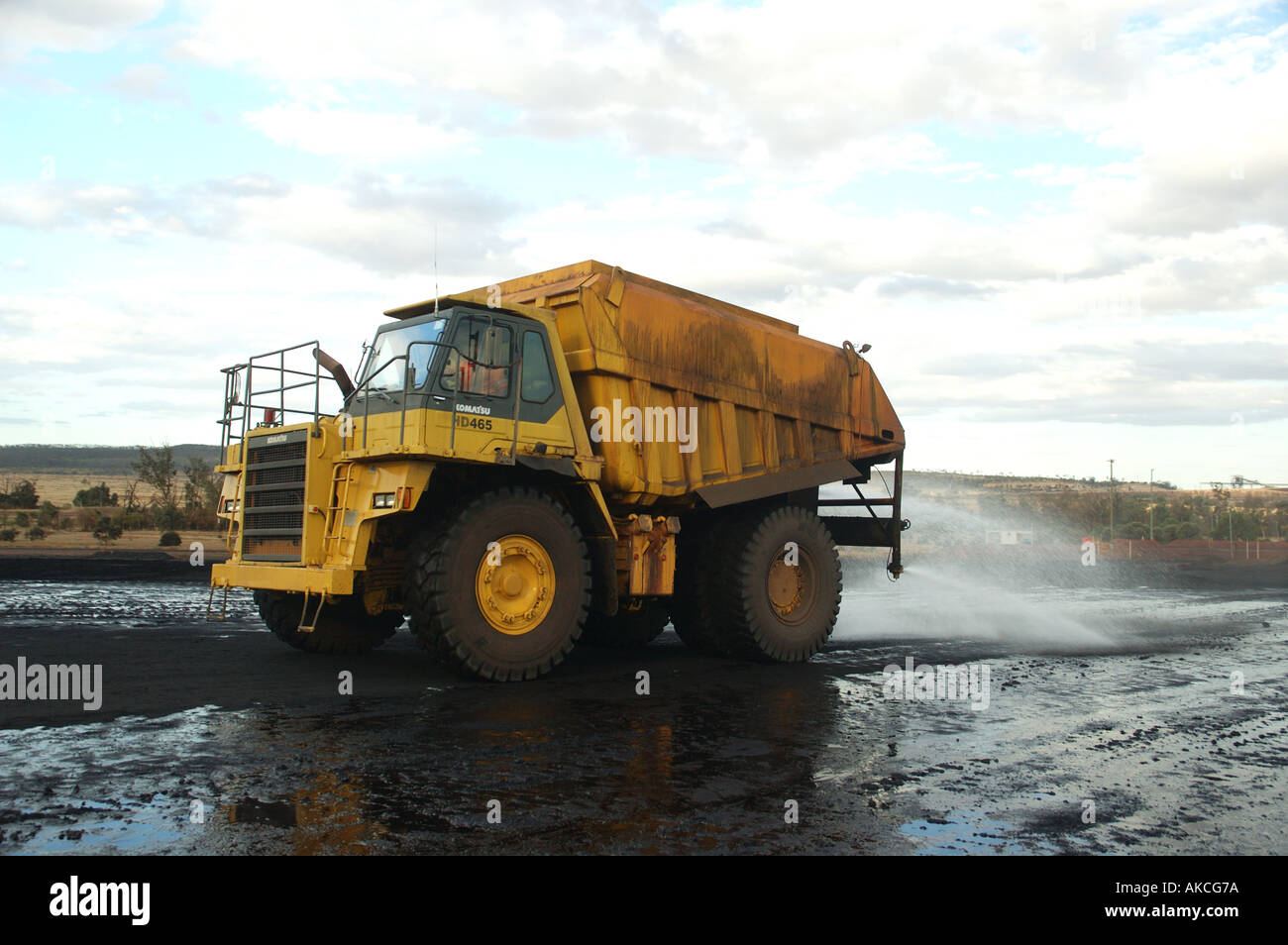 Water tanker spraying dust suppression coal mine central Queensland dsc ...