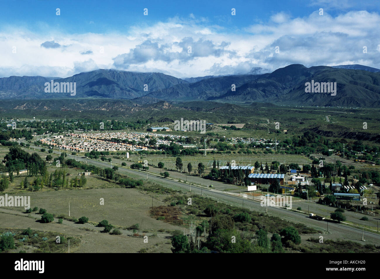 Outskirts of Mendoza from Cerro de la Gloria Stock Photo