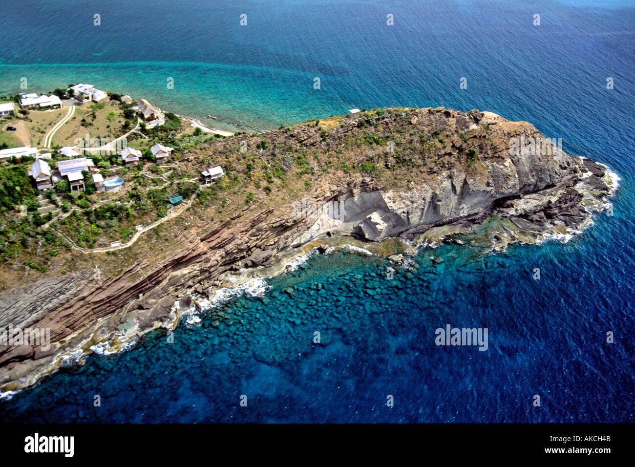 An aerial view of Antigua in the Caribbean Stock Photo - Alamy