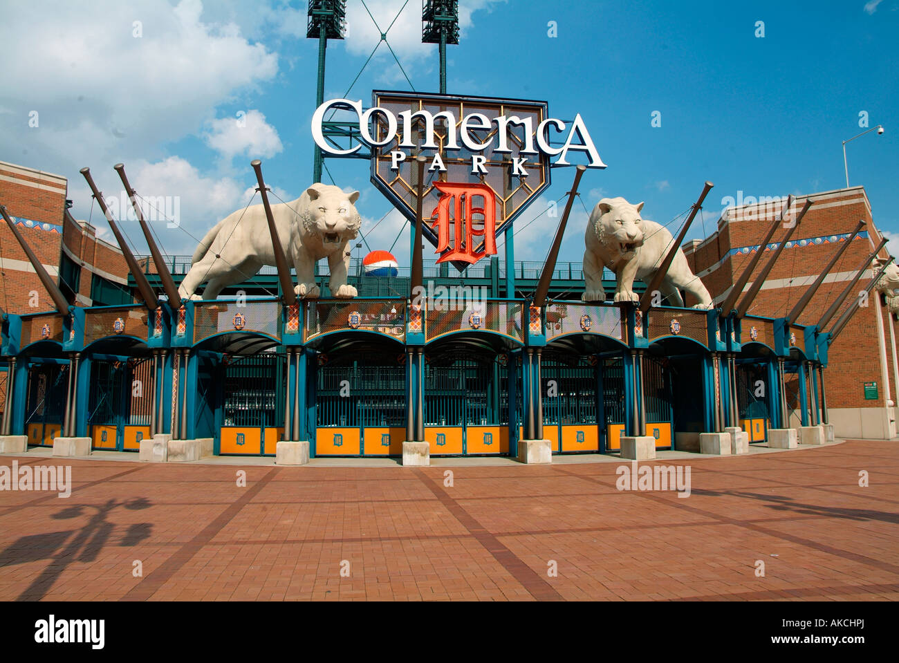 Comerica Park, home of the Detroit Tigers baseball team. Location: downtown Detroit, Michigan Stock Photo