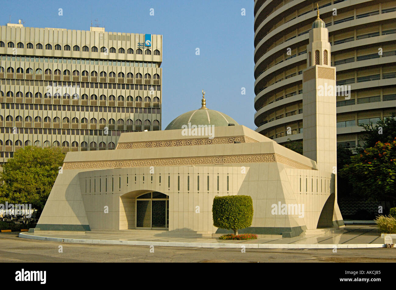 ADNOC buildings and mosque near the Corniche Abu Dhabi UAE Stock Photo ...