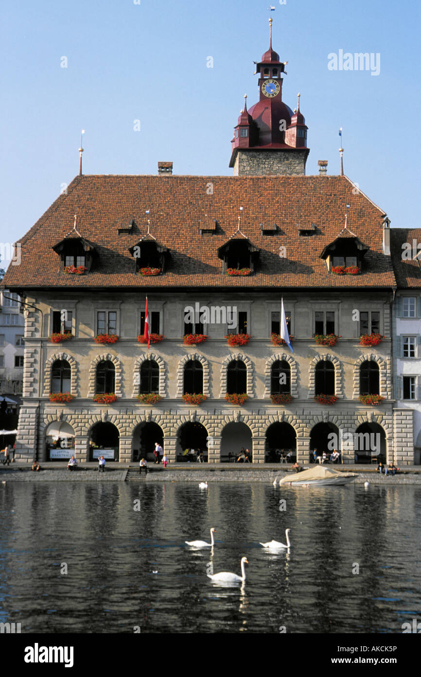 Switzerland Luzern Old Town Hall Stock Photo
