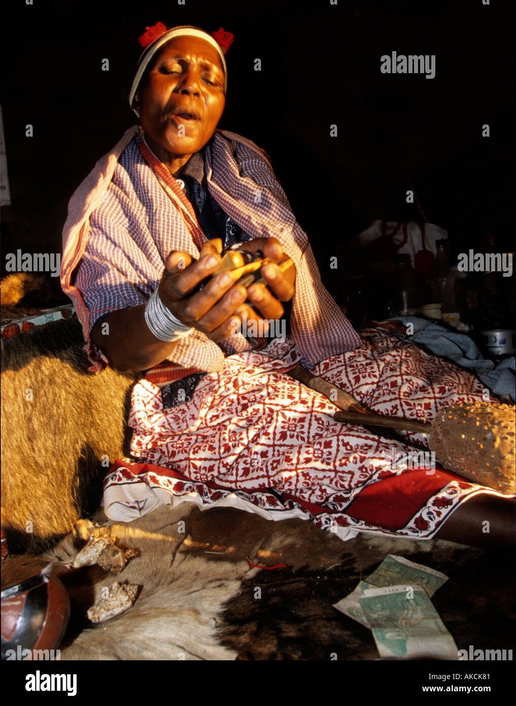 A Sangoma witch doctor in South Africa Stock Photo