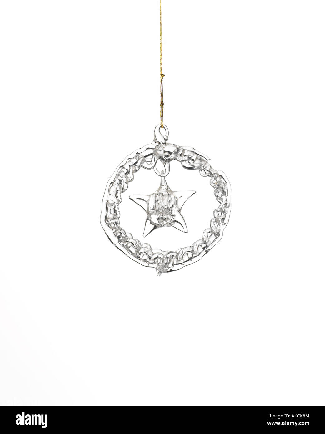 crystal wreath Christmas ornament hanging on hook Stock Photo