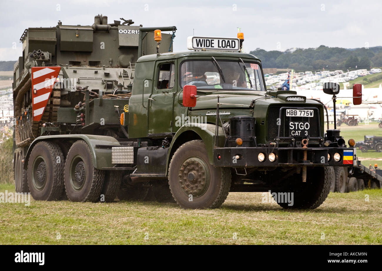 1981 Scammell Contractor Tank Transporter, reg No. HBB 775W, with Centurion tank, at the Great Dorset Steam Fair, England, UK. Stock Photo