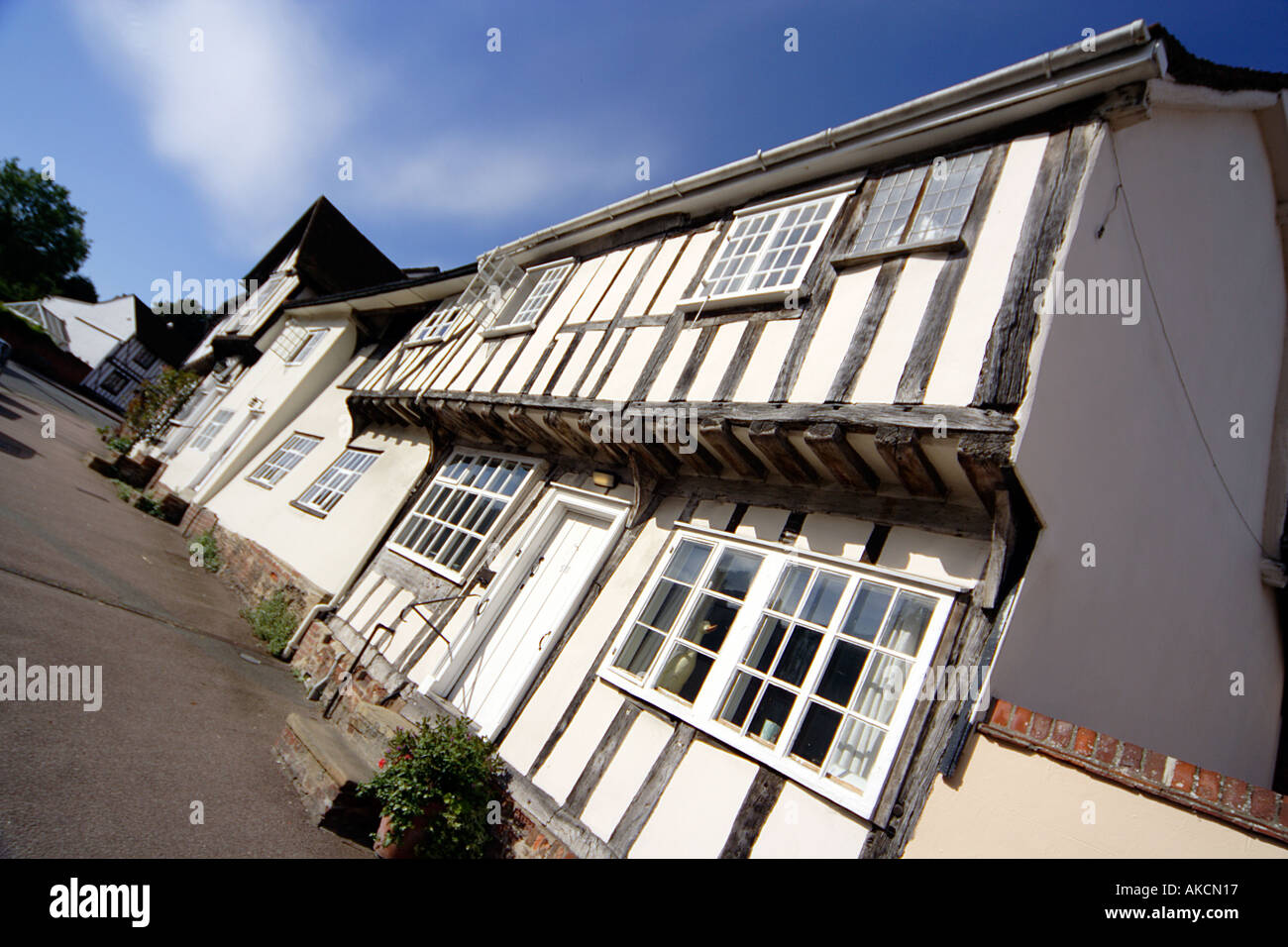 Jettied timber framed house on Church Street Lavenham Suffolk East