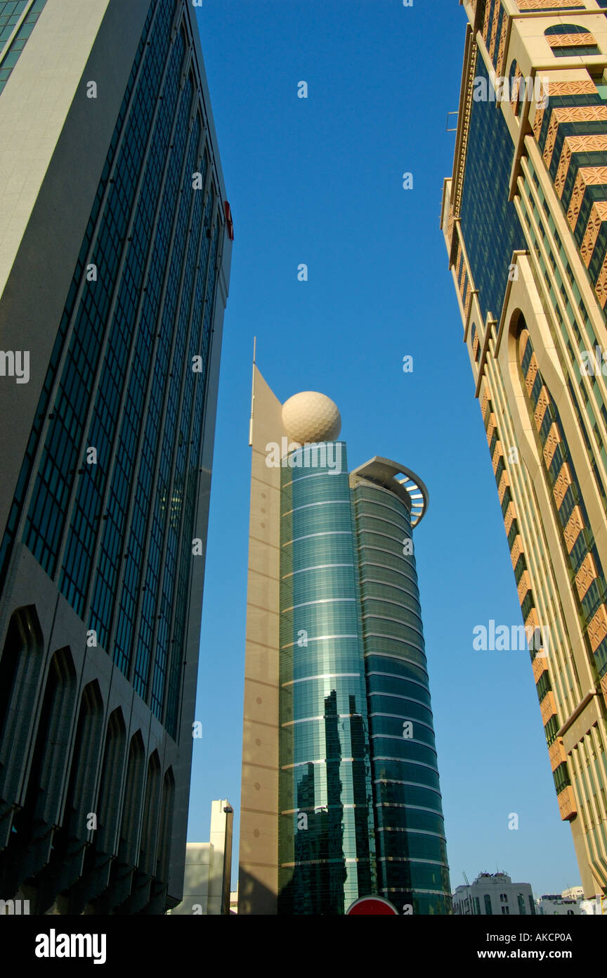 Etisalat telecommunications building in downtown Abu Dhabi UAE Stock Photo