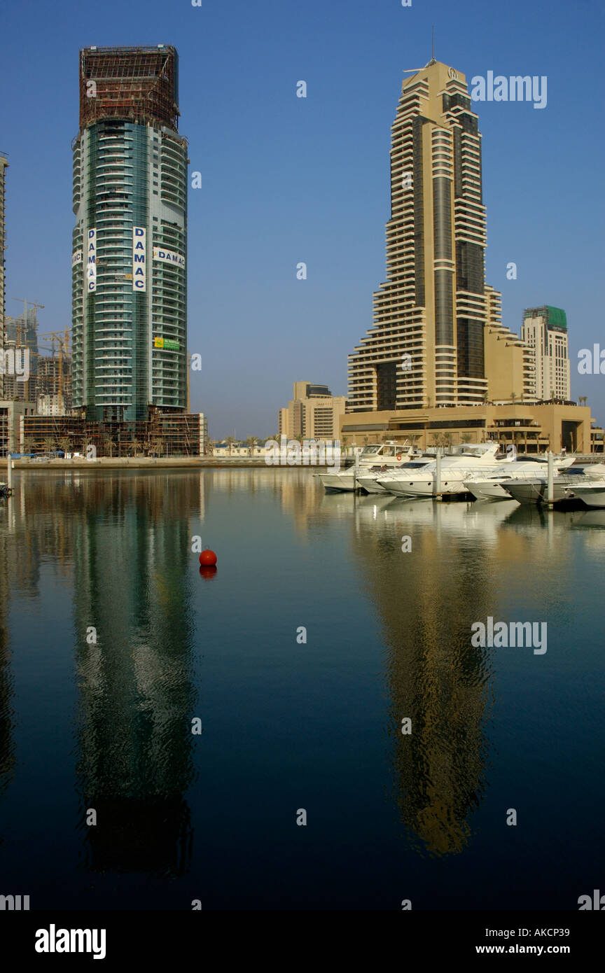 New skyscrapers at Dubai marina UAE June 2005 Stock Photo