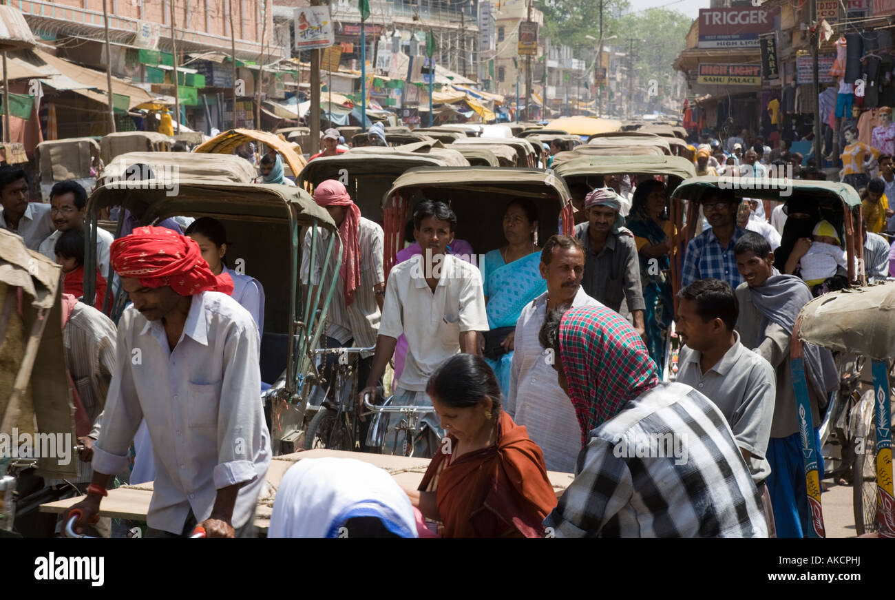Varanasi Rickshaws A traffic jam of rickshaws in a typical Varanasi street. Varanasi ...