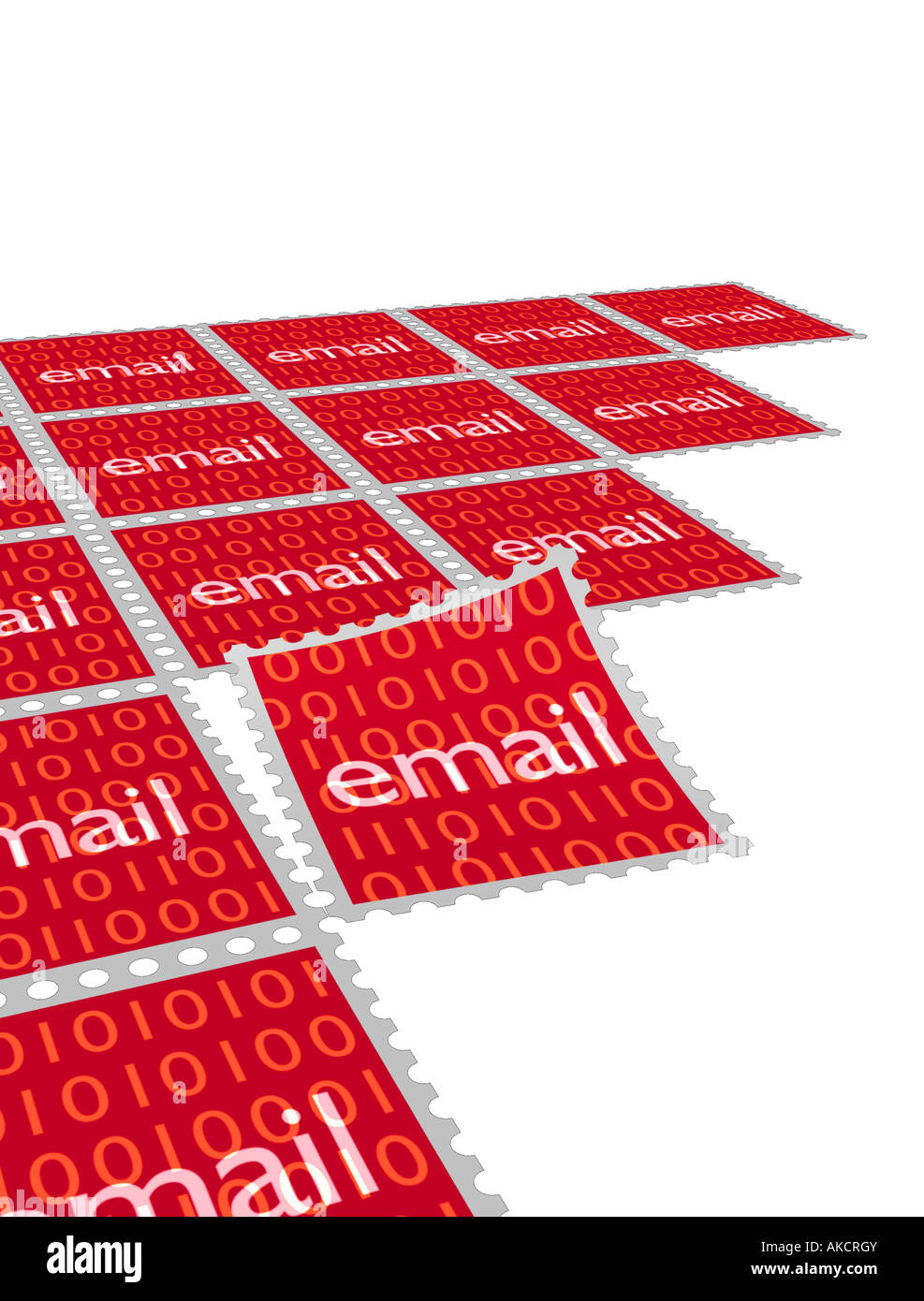 Cutout of Sheet of Red Email Stamps CONNECTION Stock Photo Alamy