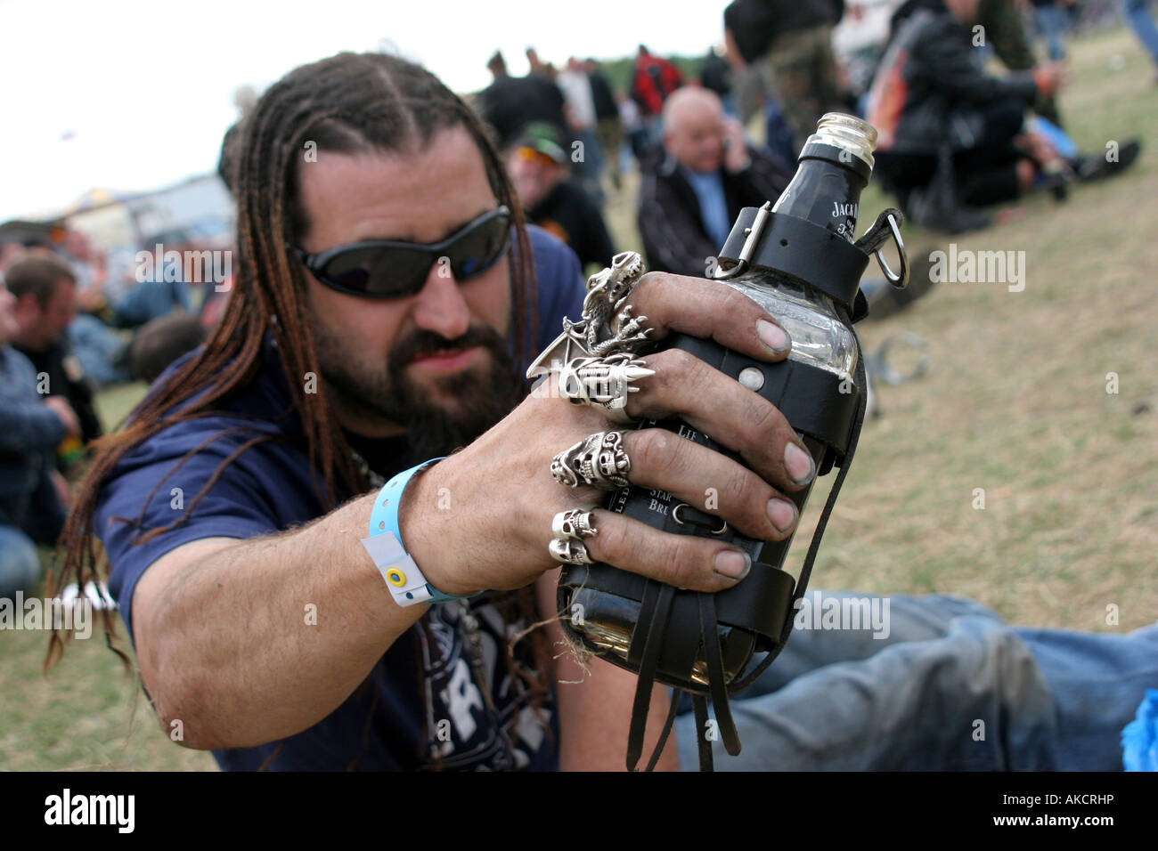 A fan at Heavy Metal rock festival Bulldog Bash in 2006 Stock Photo