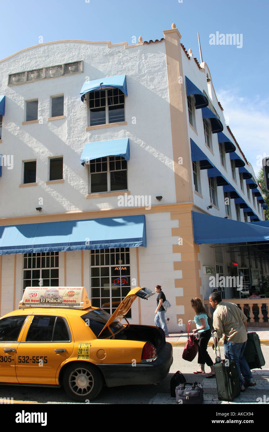 Miami Beach Florida Ocean Drive Taxi Cab Luggage Beach